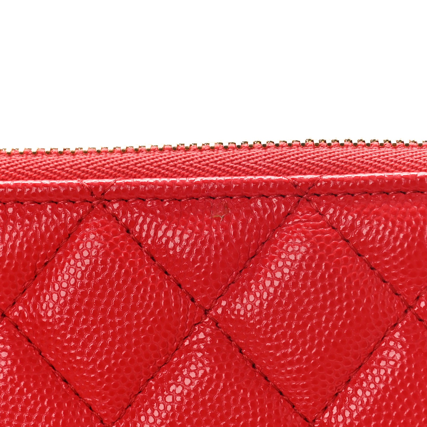 Shiny Caviar Quilted Cosmetic Case Red