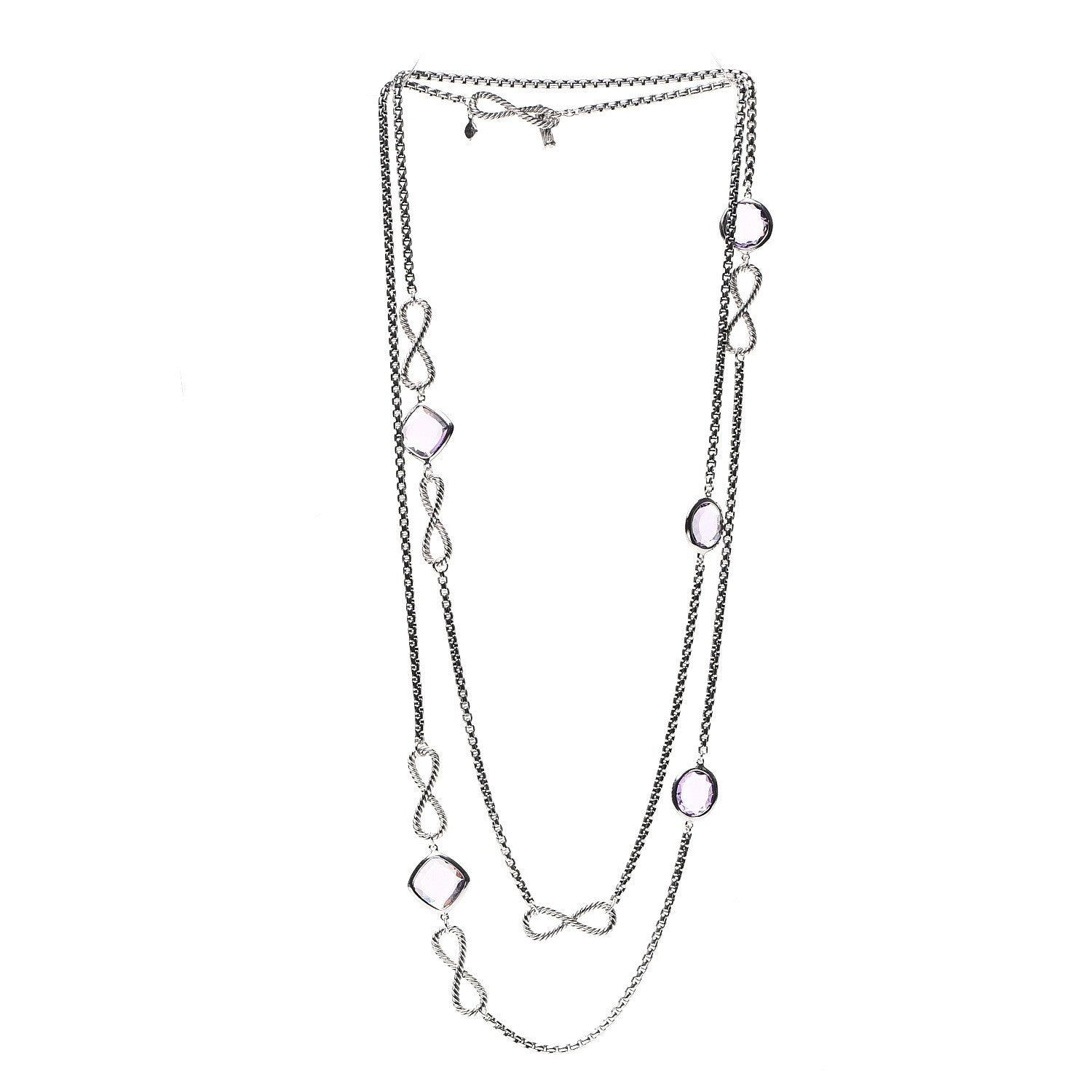 David Yurman Sterling Silver Amethyst Infinity Necklace 2 of 4