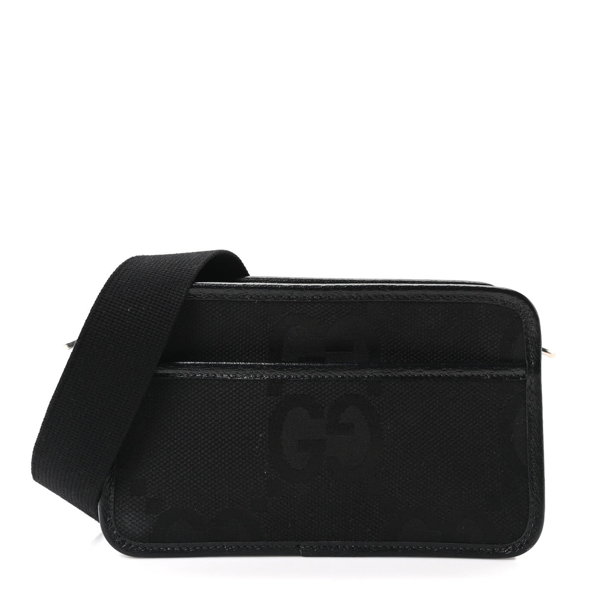 Gucci Monogram Jumbo GG Textured Dollar Calfskin Web Mini Crossbody Bag Black 1 of 10