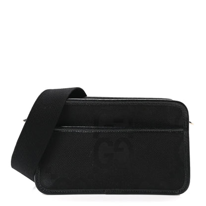 Gucci Monogram Jumbo GG Textured Dollar Calfskin Web Mini Crossbody Bag Black 1 of 10