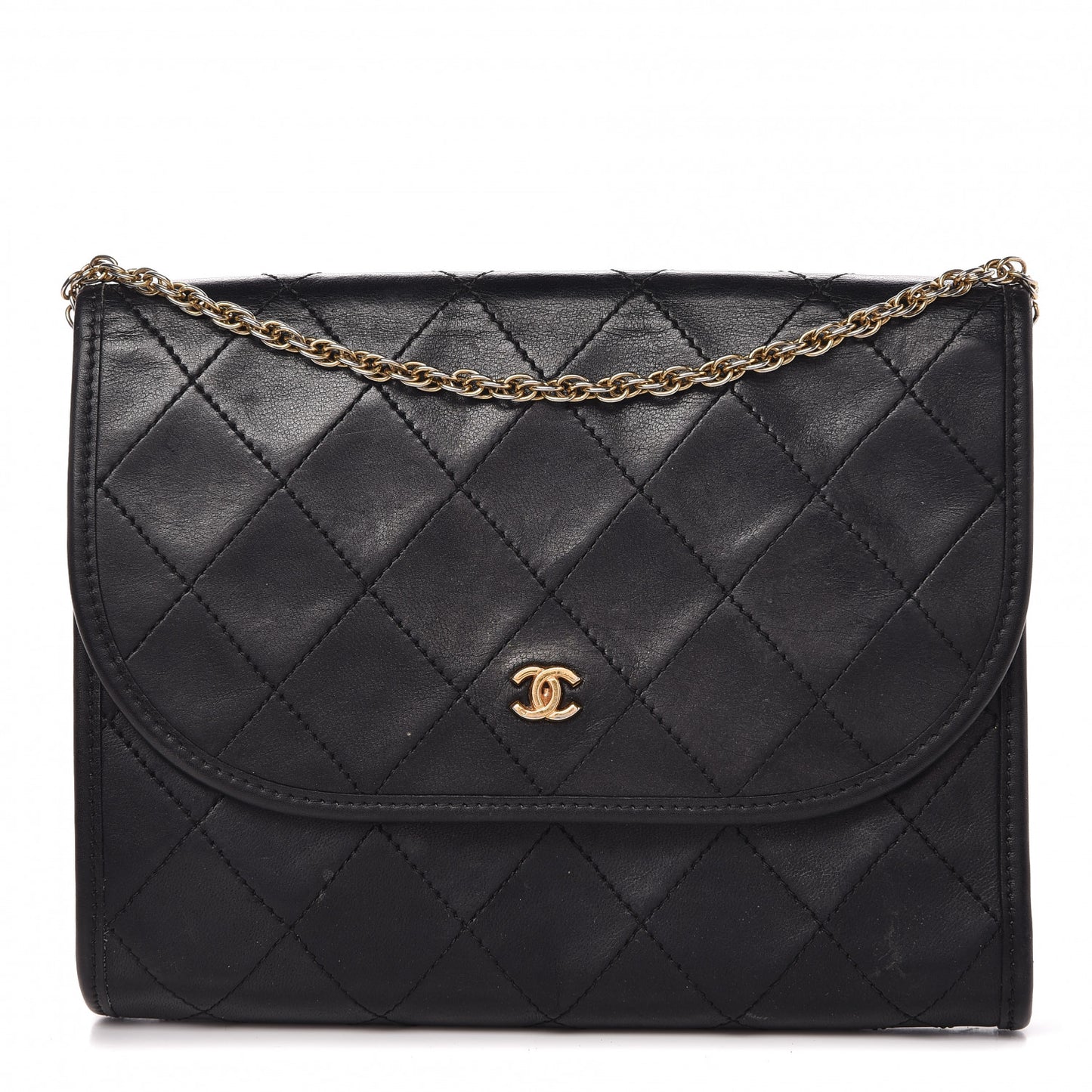Lambskin Stitched Mini Evening Flap Black