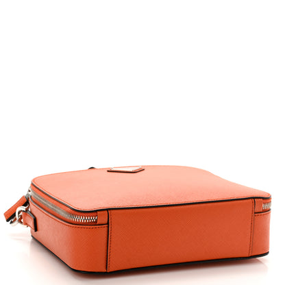 Prada Saffiano Travel Medium Brique Crossbody Bag Papaya 3 of 10