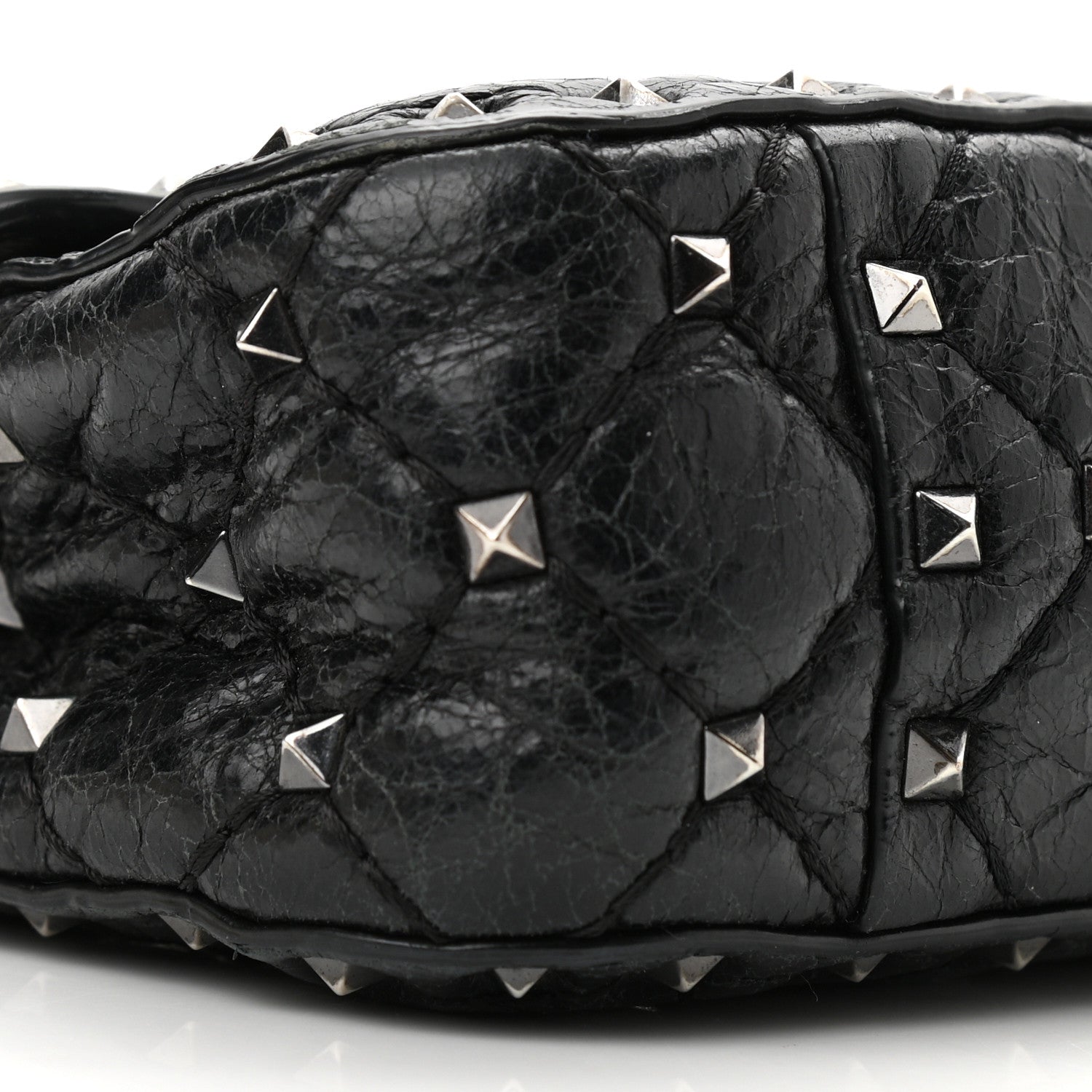 Valentino Garavani Craquele Nappa Small Rockstud Spike Shoulder Bag Black 7 of 10