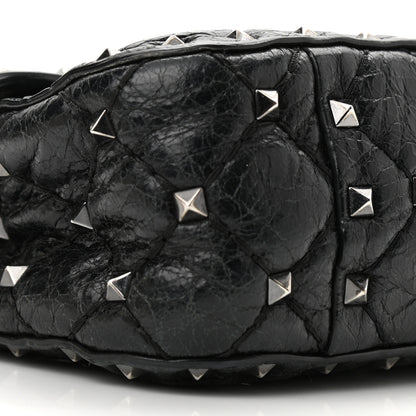 Valentino Garavani Craquele Nappa Small Rockstud Spike Shoulder Bag Black 7 of 10