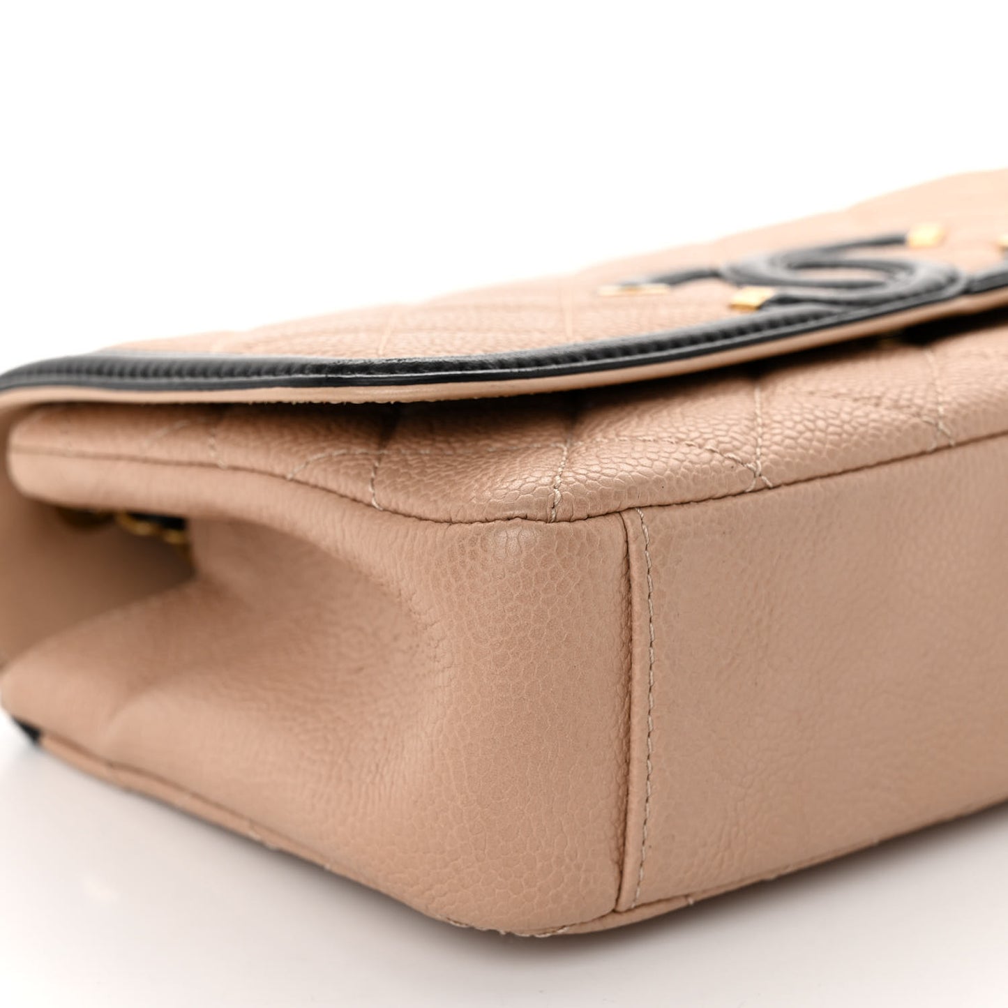 Caviar Quilted Small CC Filigree Flap Beige Black