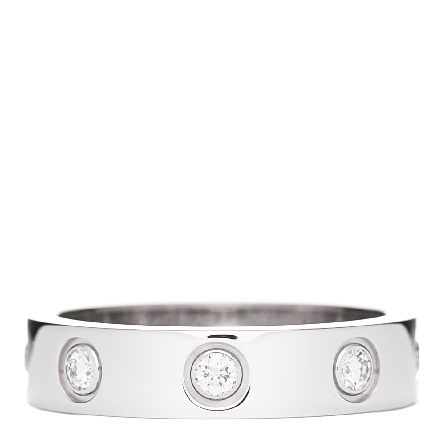 18K White Gold 8 Diamond 4mm Wedding Band LOVE Ring 46 3.75