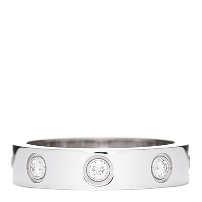Cartier 18K White Gold 8 Diamond 4mm Wedding Band LOVE Ring 46 3.75 1 of 3