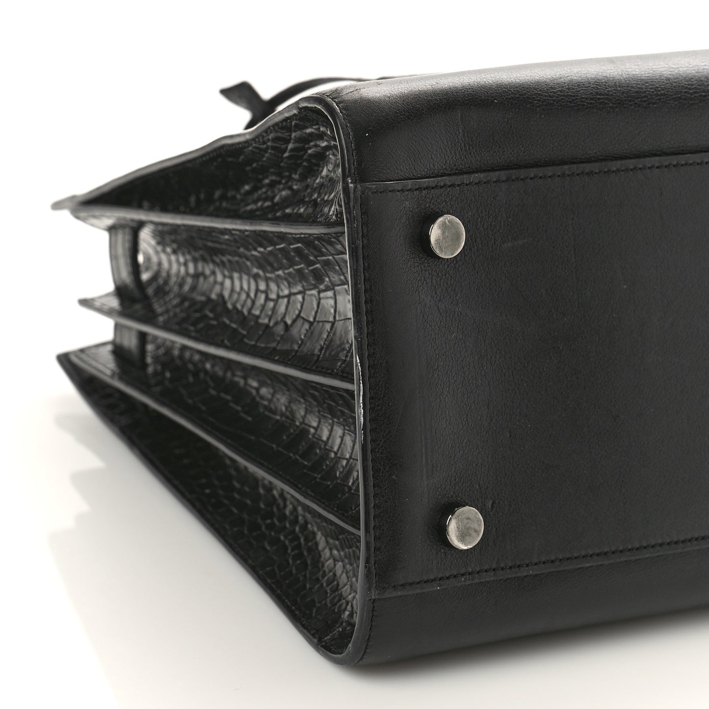 Calfskin Crocodile Embossed Small Sac de Jour Black