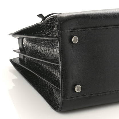 Saint Laurent Calfskin Crocodile Embossed Small Sac de Jour Black 8 of 9