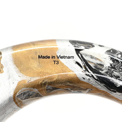 Hermes Lacquered Wood GM Stellair Bangle Bracelet T3 Silver Gold Black 4 of 6