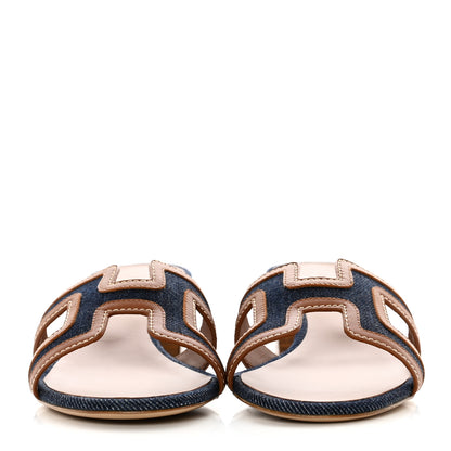 Hermes Calfskin Denim Oasis Sandals 36 Bleu Brut Gold 2 of 9