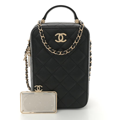 Chanel Caviar Quilted CC North South Vanity Case Black 3 of 12