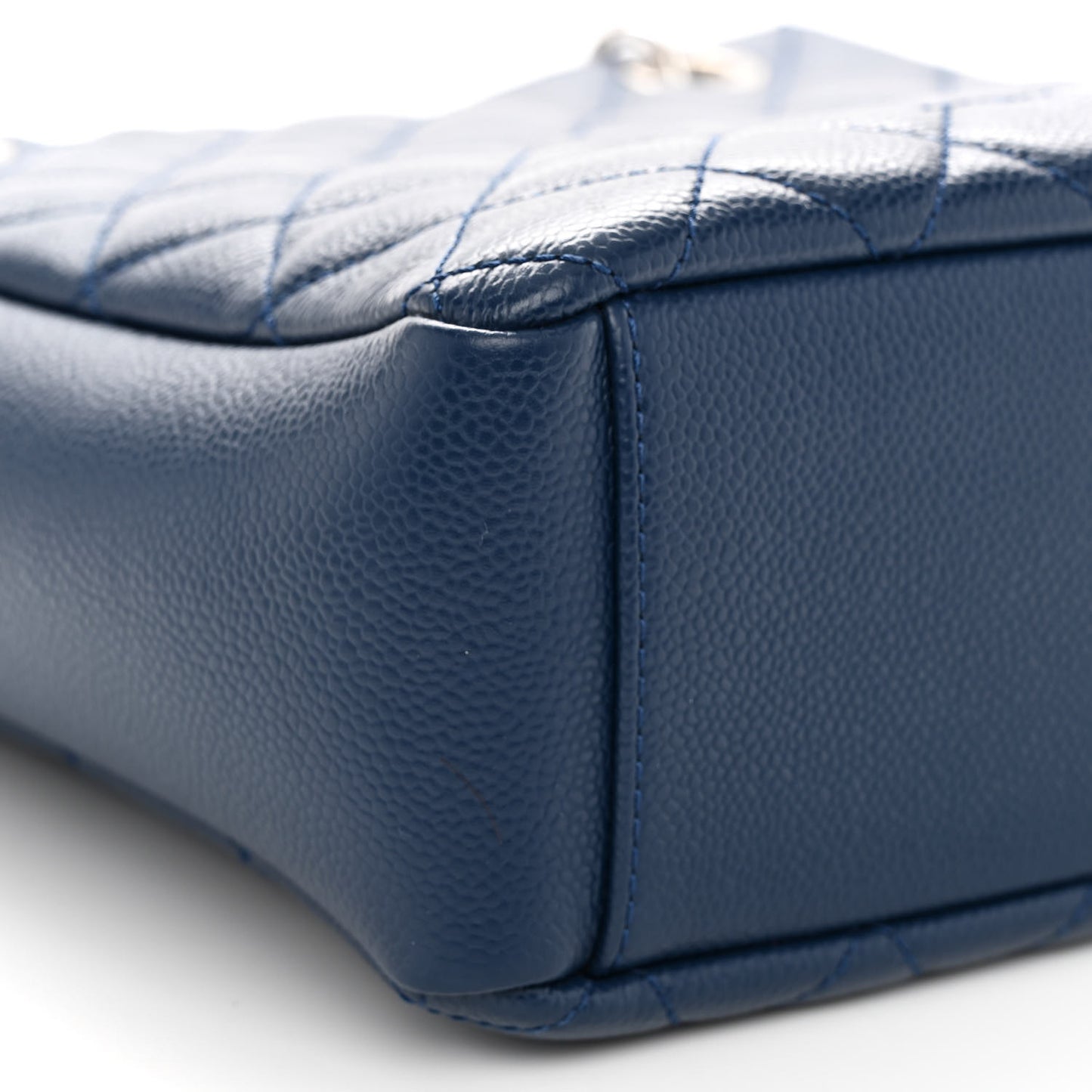 Caviar Quilted Petit Shopping Tote PST Navy Blue