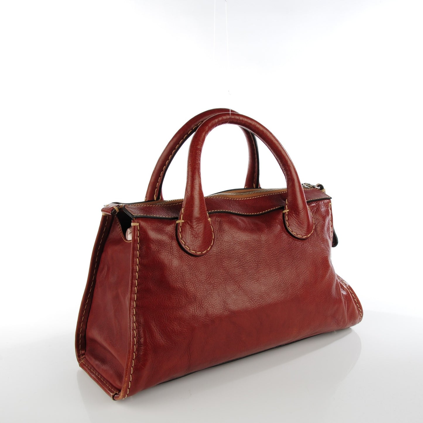 Calfskin Edith Satchel Whiskey