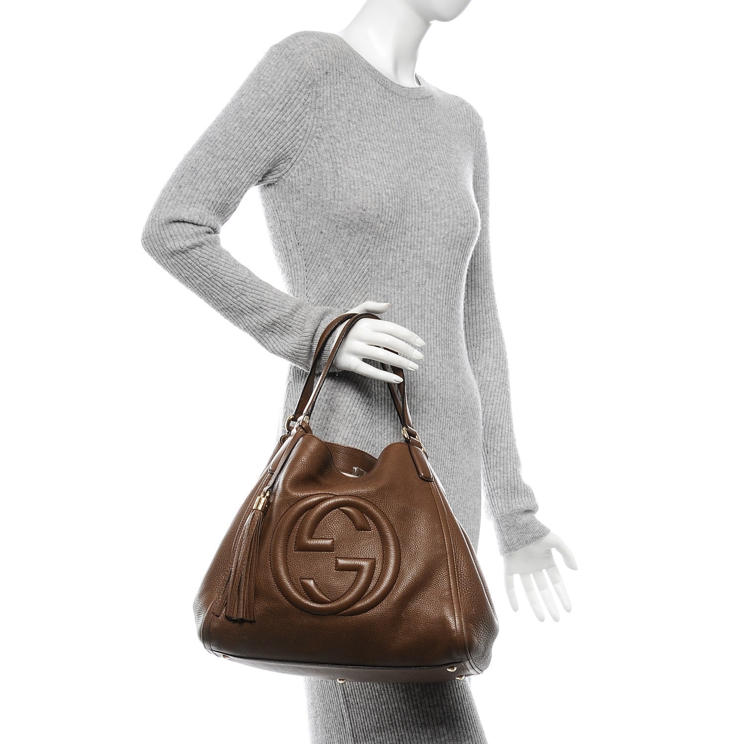 Gucci Pebbled Calfskin Medium Soho Shoulder Bag Brown 2 of 12