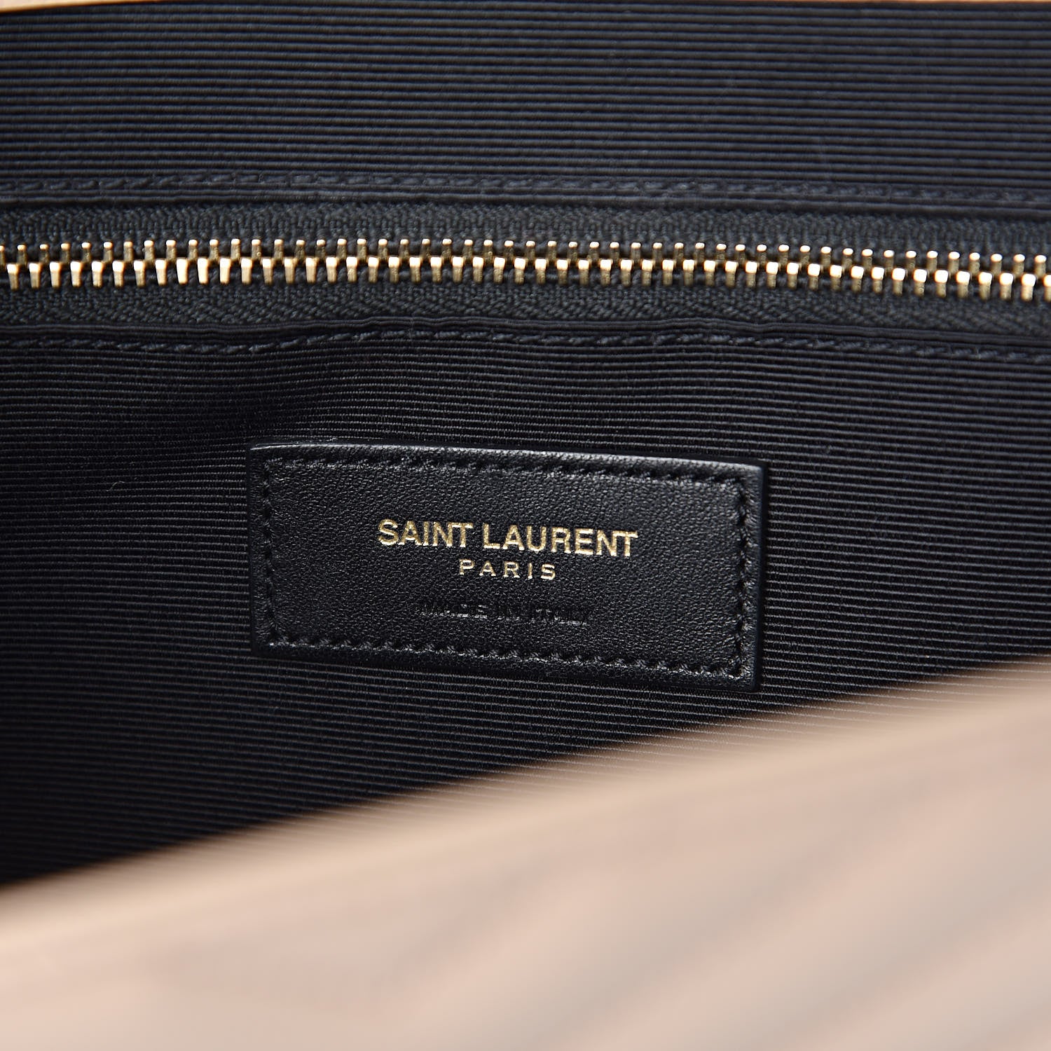 Saint Laurent Grain De Poudre Matelasse Chevron Large Monogram Satchel Dark Beige 6 of 13