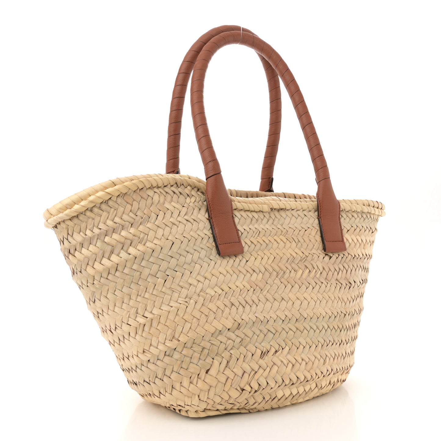 Raffia Small Grain Calfskin Medium Marcie Basket Tan