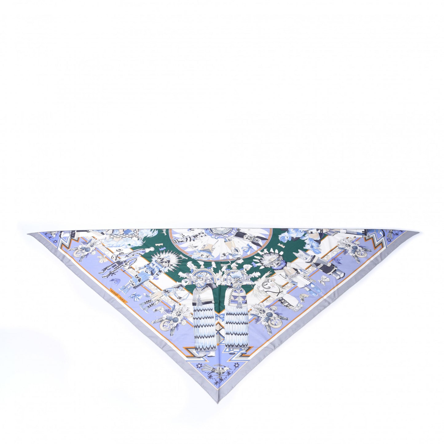 Silk Kachinas Giant Pointe Triangle Scarf Vert Mauve Gris