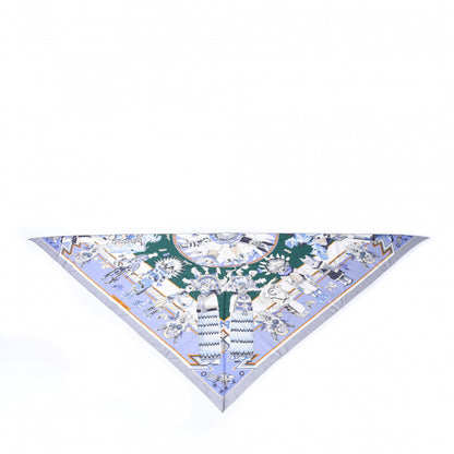 Hermes Silk Kachinas Giant Pointe Triangle Scarf Vert Mauve Gris 1 of 6