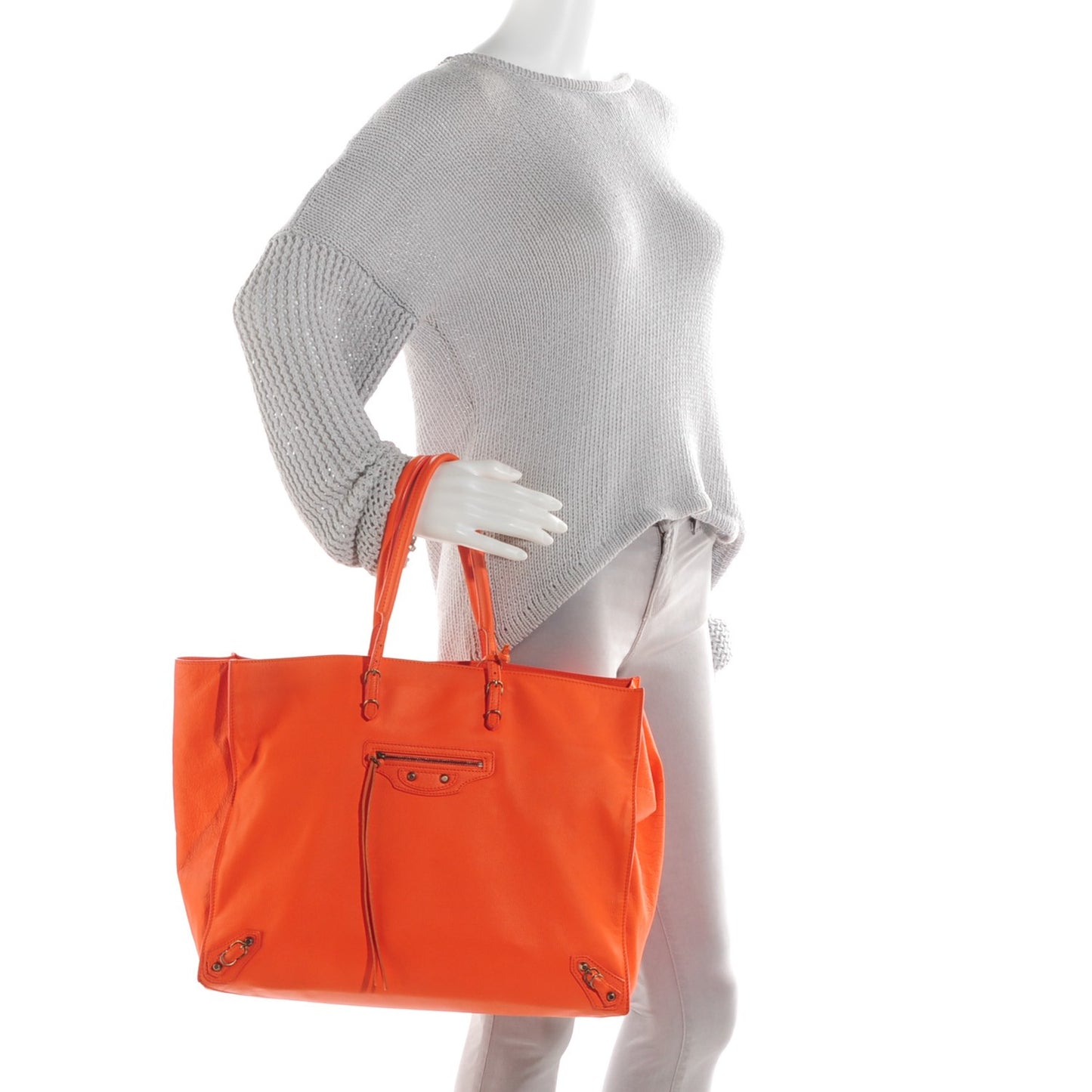 Veau Papier A4 Tote Tangerine