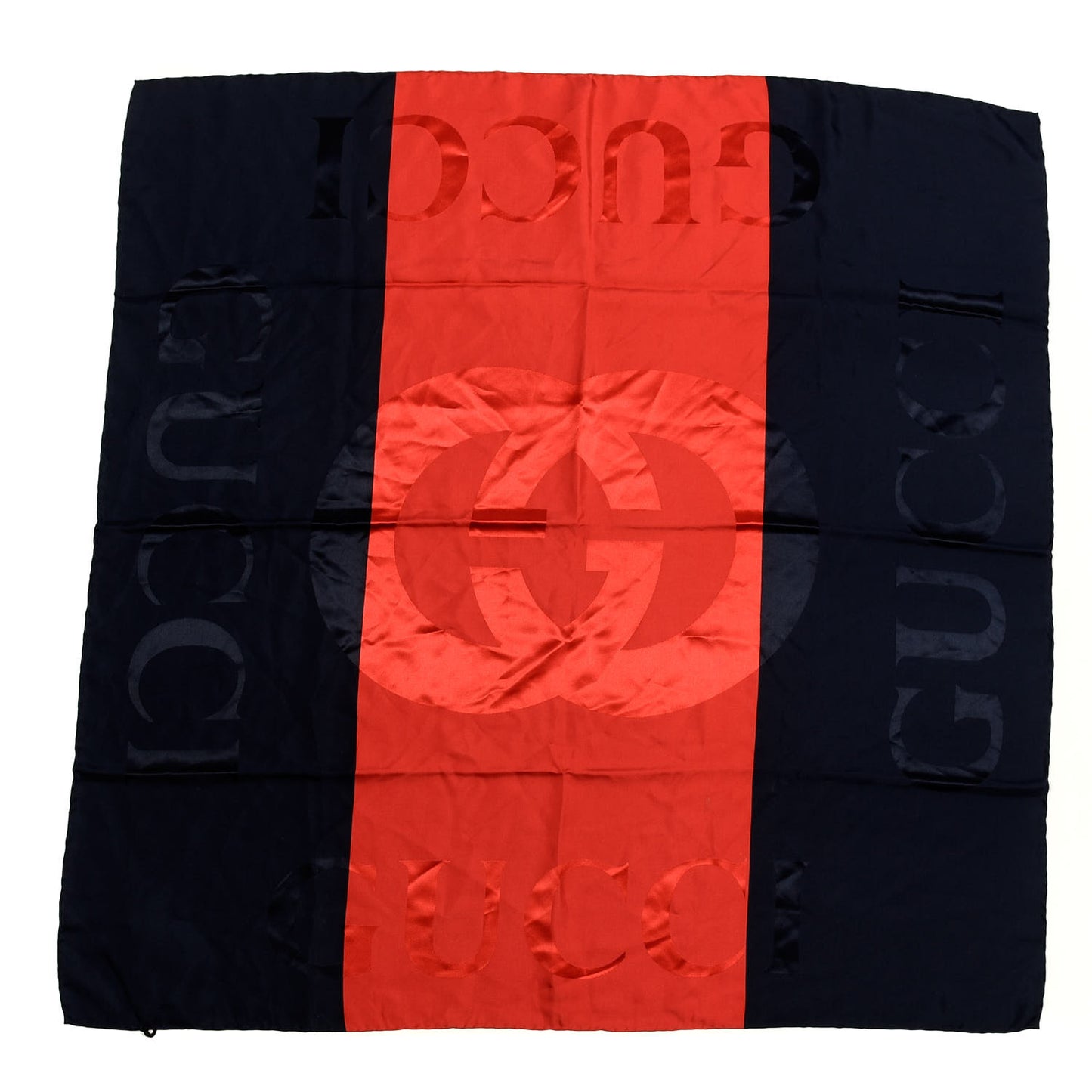 Silk Logo Square Scarf Navy Red