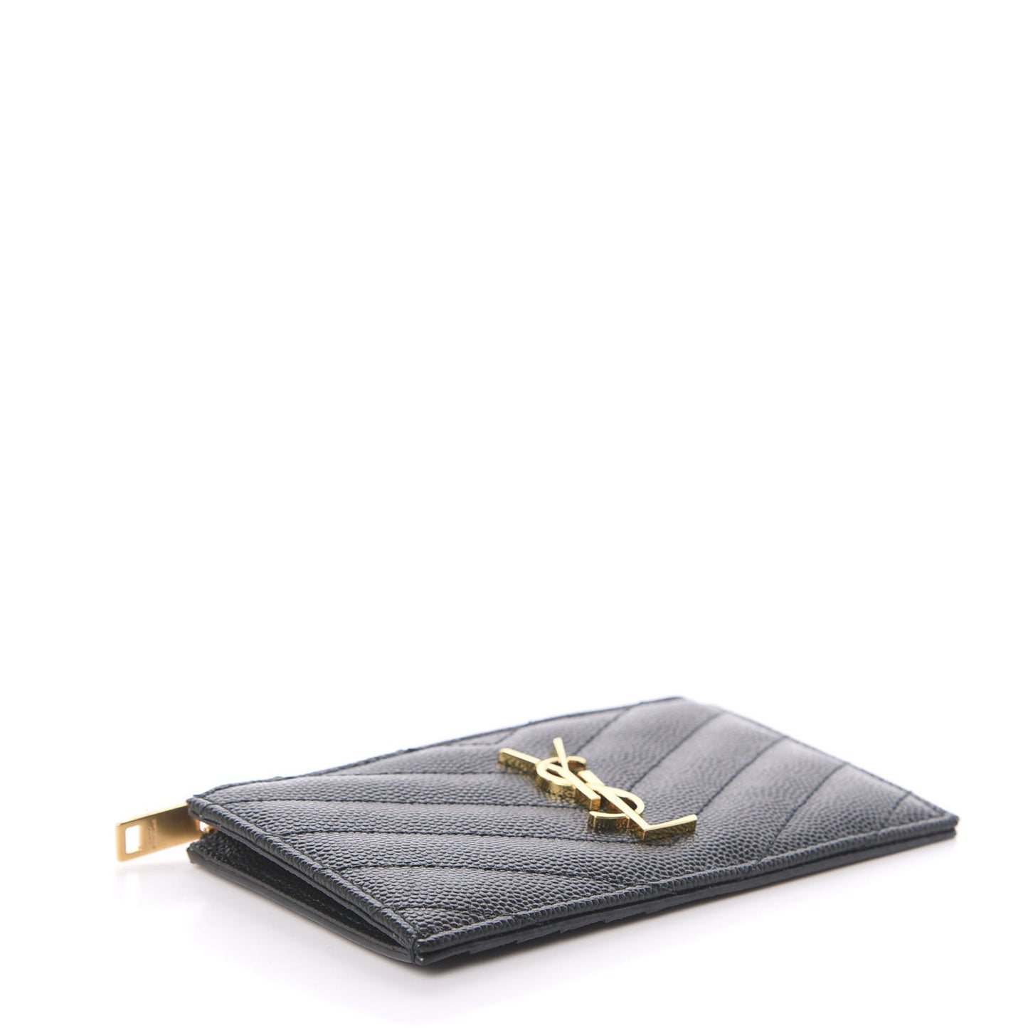 Grain De Poudre Matelasse Chevron Monogram Fragments Zippered Card Case Dark Mint