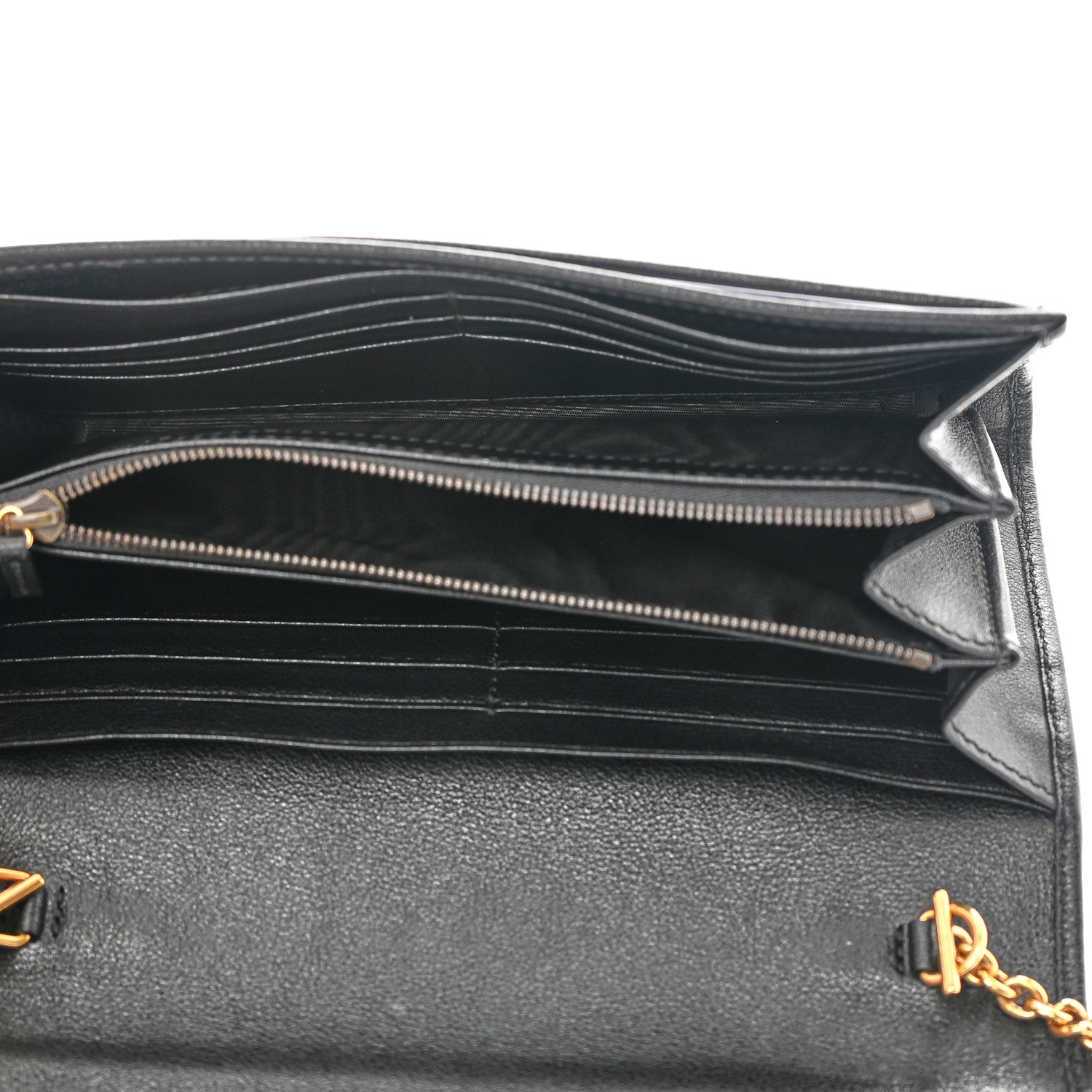 Gucci Wonka Grain Calfskin Diana Chain Wallet Black 5 of 11