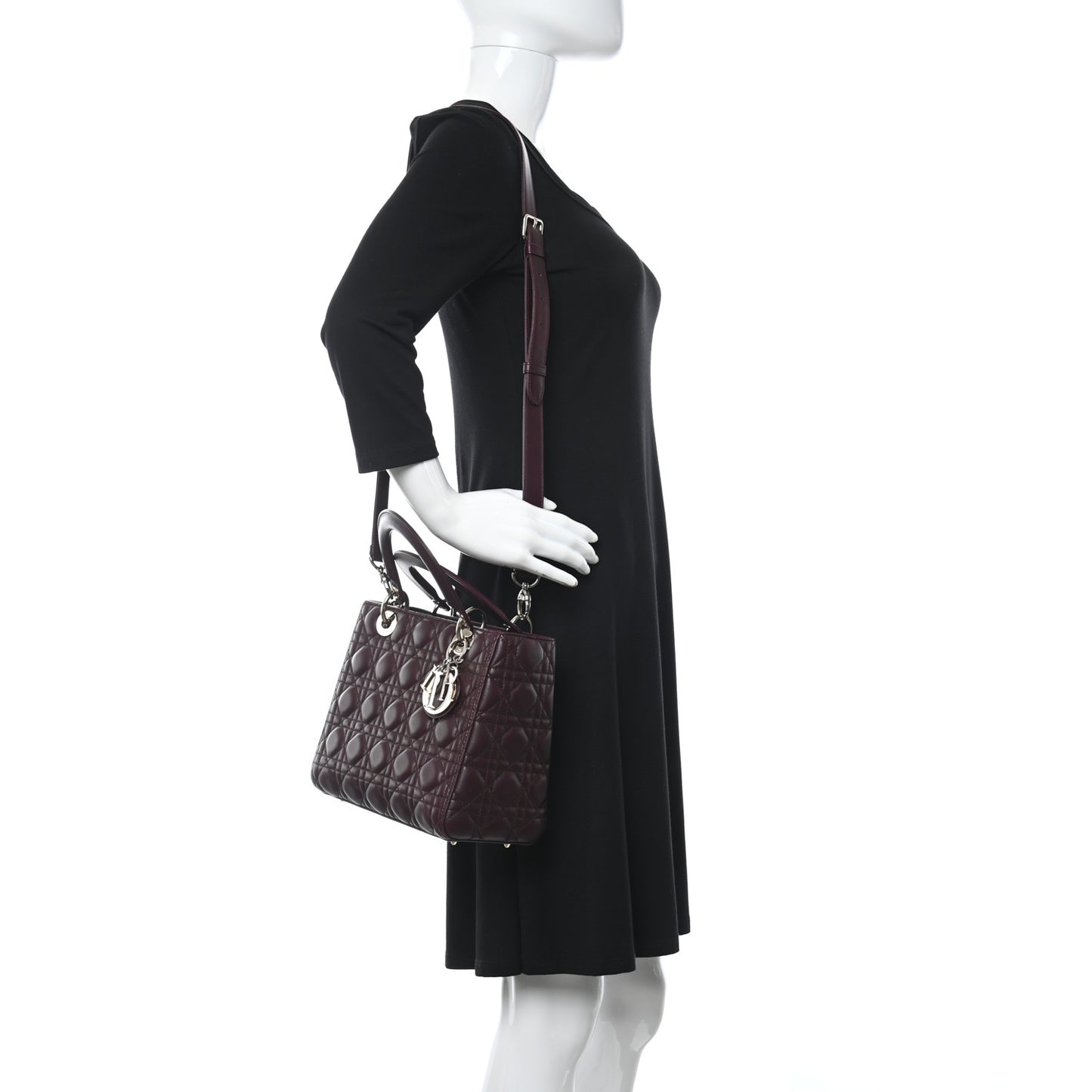 Lambskin Cannage Medium Lady Dior Aubergine