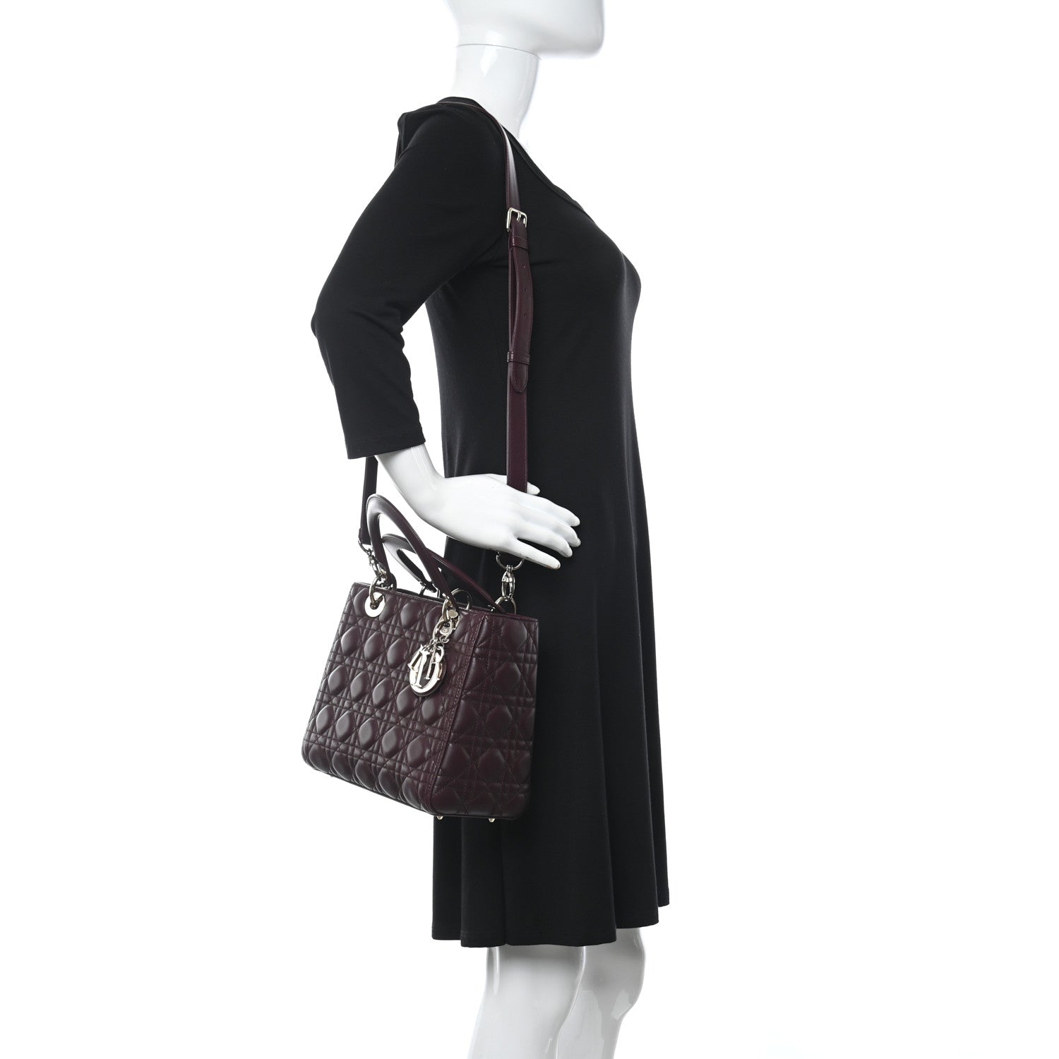 Christian Dior Lambskin Cannage Medium Lady Dior Aubergine 2 of 12