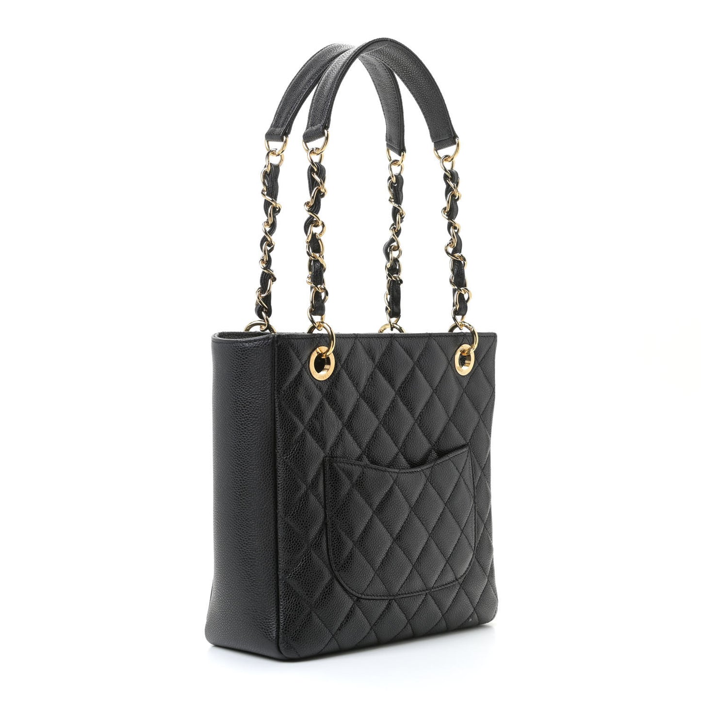 Caviar Quilted Petit Shopping Tote PST Black