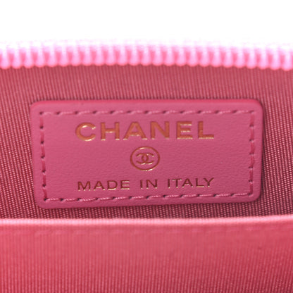 Chanel Caviar Chevron Quilted Boy Zip Around Coin Purse Wallet Dark Pink 6 of 7