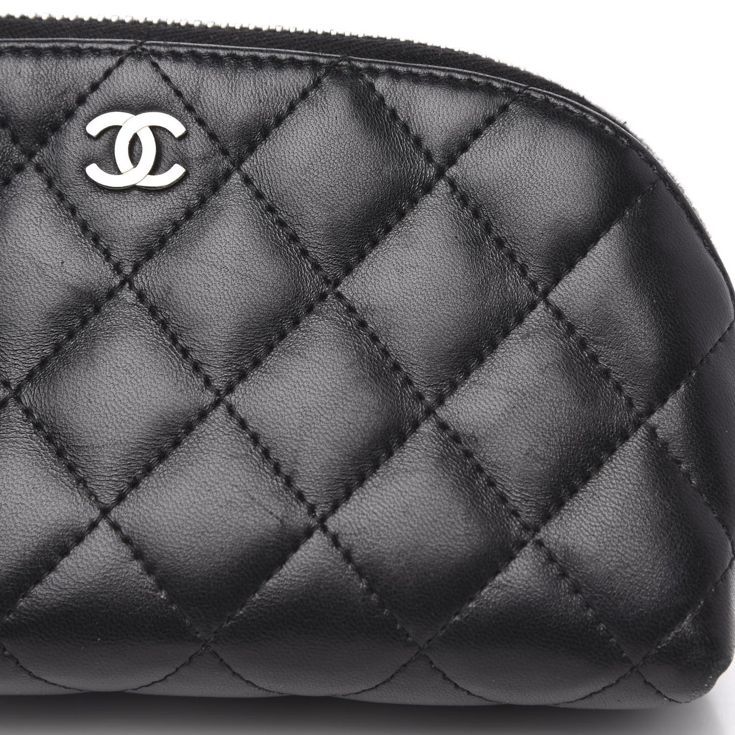 Lambskin Quilted Cosmetic Case Black