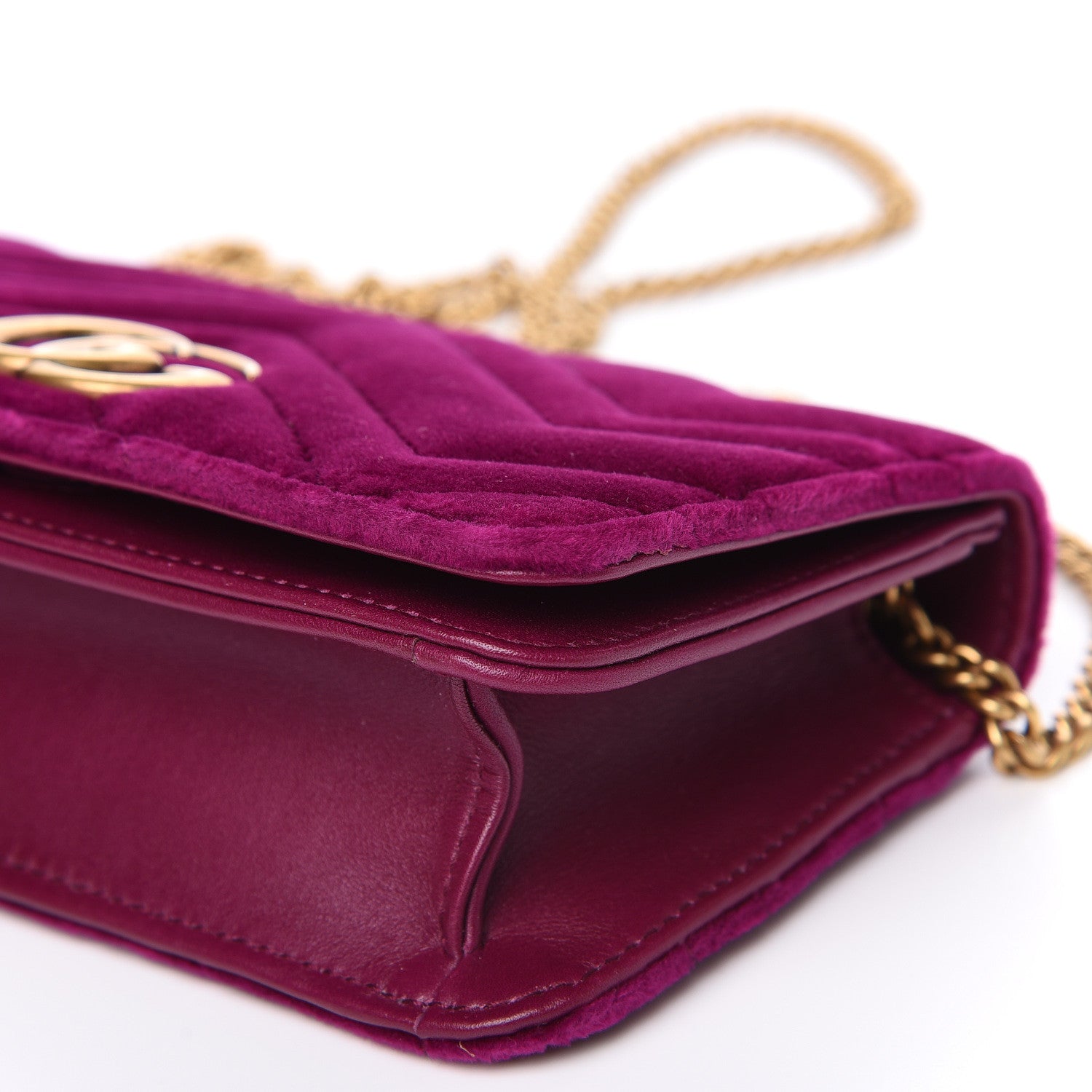 Gucci Velvet Matelasse GG Marmont Mini Bag Fuchsia Violet Cyclamen 12 of 12
