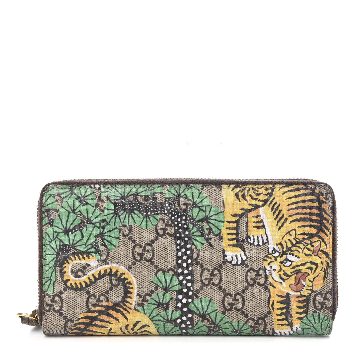 GG Supreme Monogram Bengal Zip Around Wallet Beige Yard