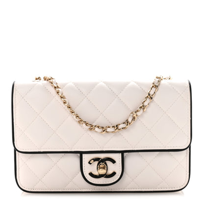 Chanel Lambskin Quilted Resin CC Mini Flap Bag White Black 1 of 11
