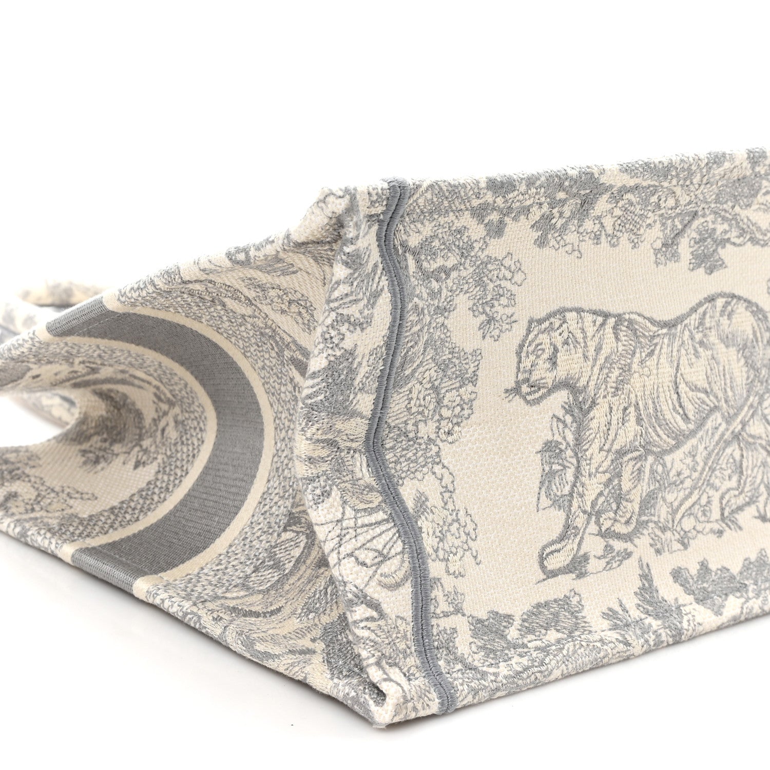 Christian Dior Canvas Embroidered Medium Dioriviera Toile De Jouy Book Tote Gray 8 of 11