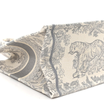 Christian Dior Canvas Embroidered Medium Dioriviera Toile De Jouy Book Tote Gray 8 of 11