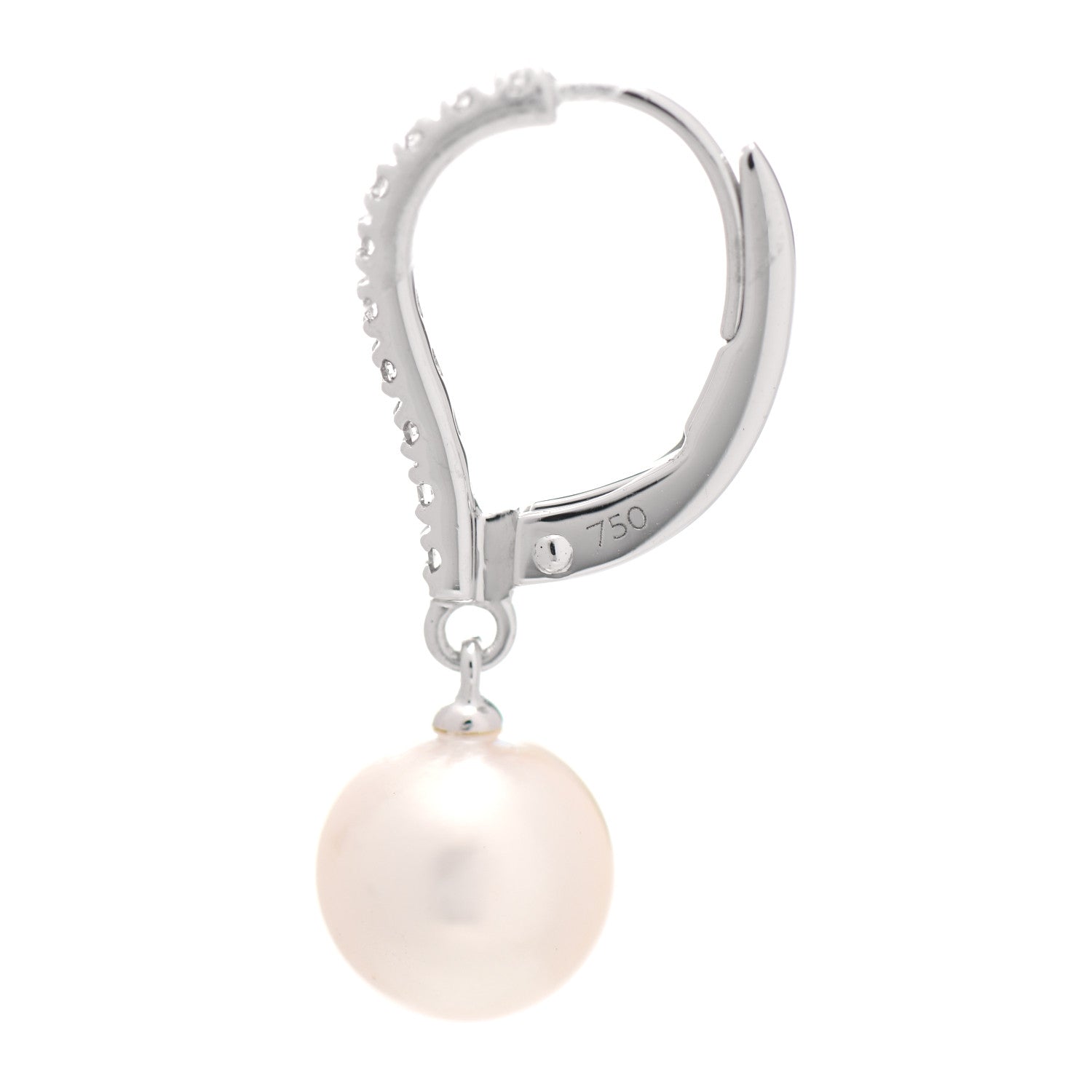 Mikimoto 18K White Gold Diamond Akoya Pearl 7.5mm Drop Earrings 4 of 4