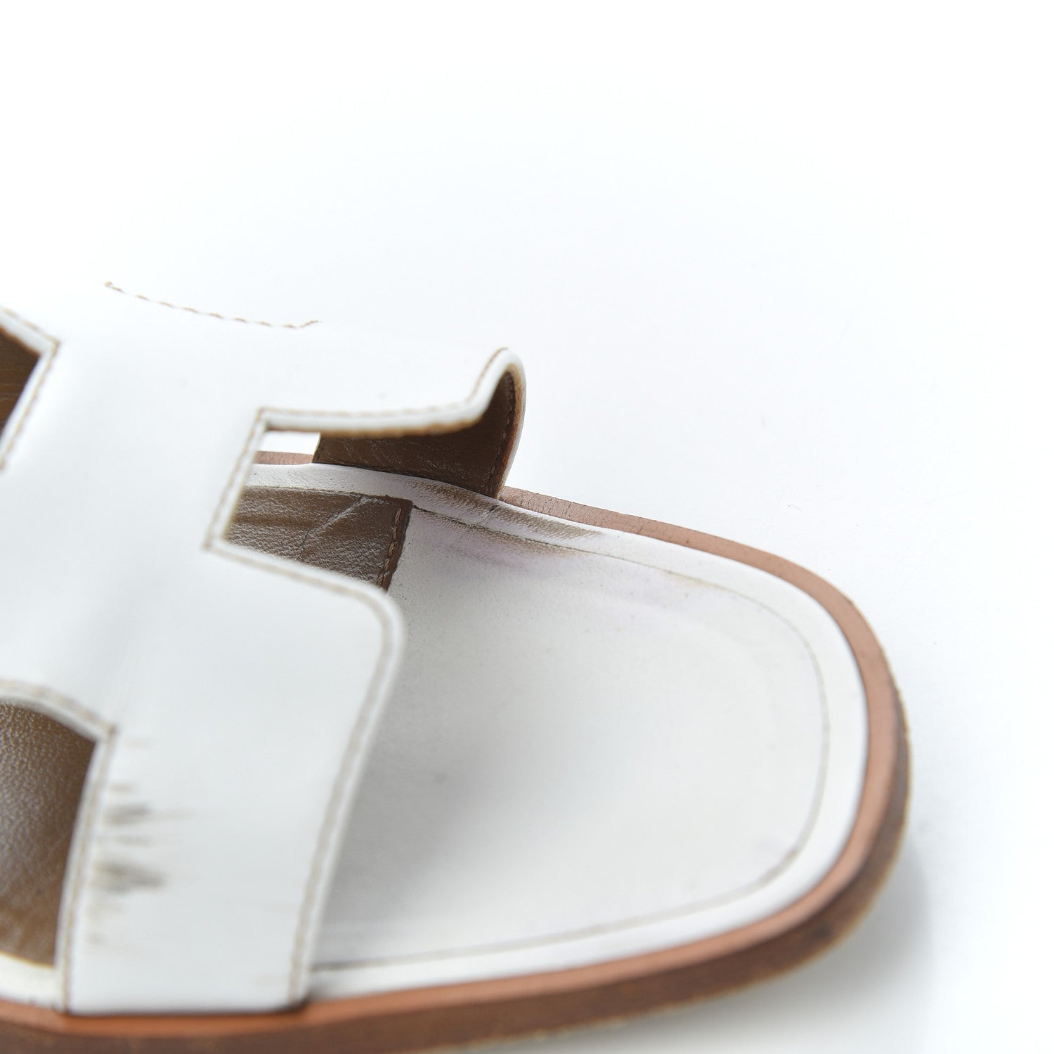 Hermes Box Calfskin Oran Sandals 38.5 White 13 of 24