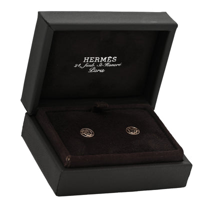 Hermes 18K Rose Gold TPM Ex-Libris Stud Earrings 5 of 5