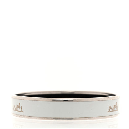 Hermes Enamel Printed Narrow Caleche Bracelet 70 White 3 of 5