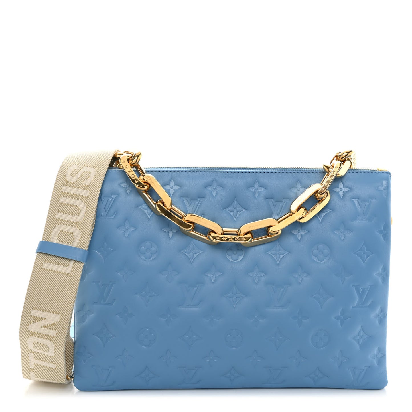 Lambskin Embossed Monogram Coussin MM Bleuet