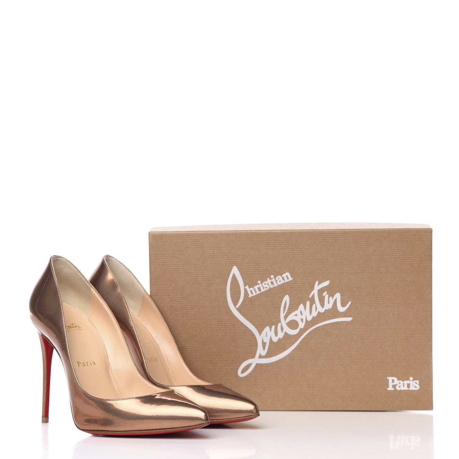 Christian Louboutin Metallic Patent Pigalle Follies 100 Pumps 37.5 Cappuccino 9 of 9