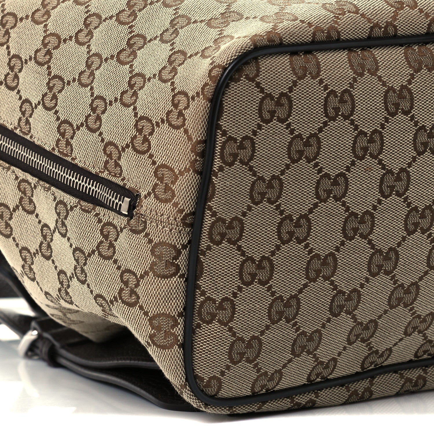 Gucci Monogram Dollar Calfskin O Drawstring Backpack Beige Ebony Testa di Moro Dark Chocolate 11 of 13