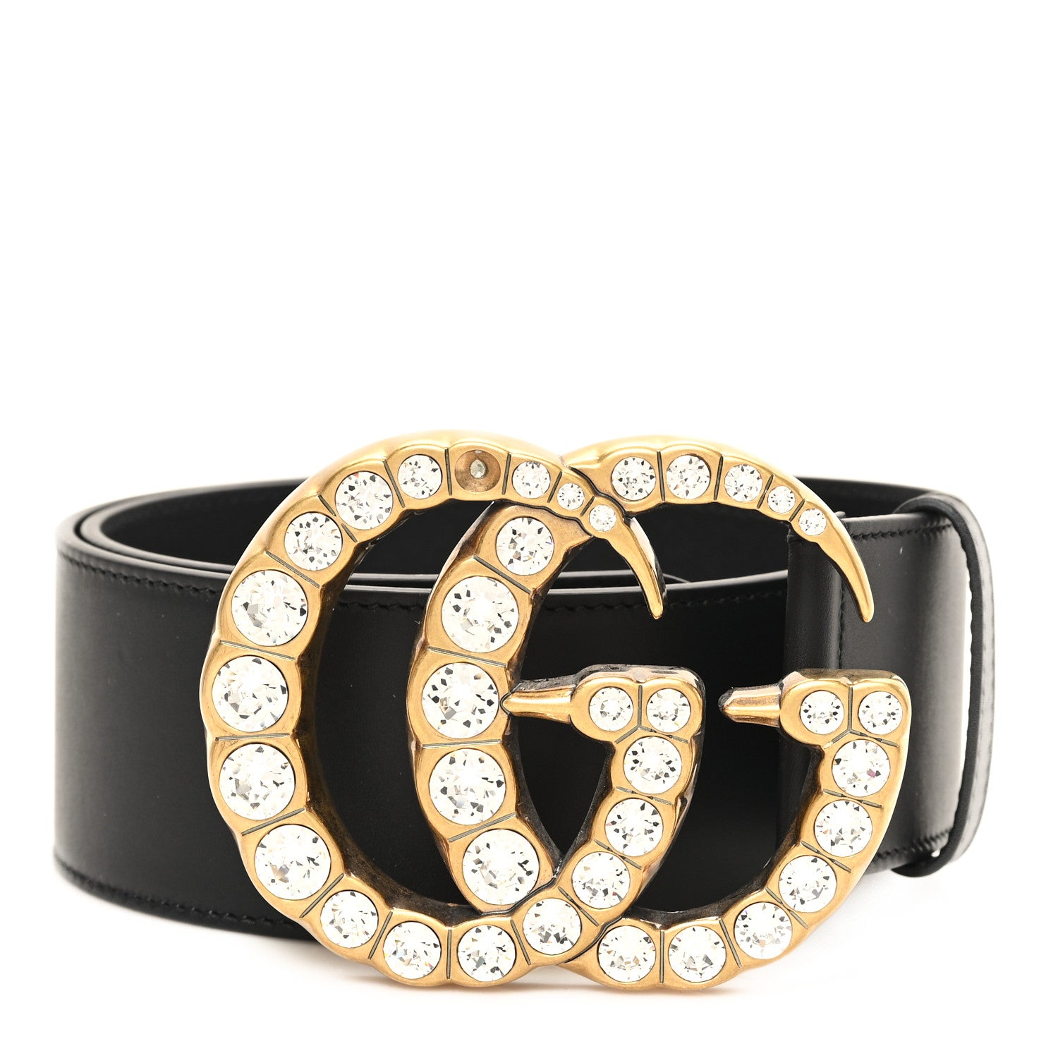 Gucci Calfskin Crystal Double G 55mm Belt 75 30 Black 1 of 5