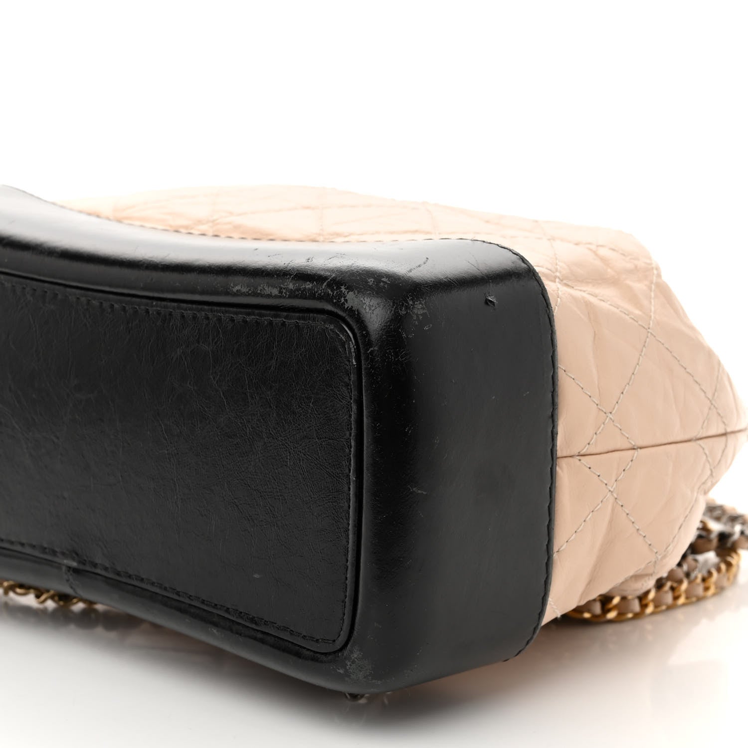 Chanel Aged Calfskin Quilted Small Gabrielle Backpack Beige Black 10 of 12