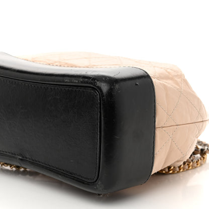 Chanel Aged Calfskin Quilted Small Gabrielle Backpack Beige Black 10 of 12