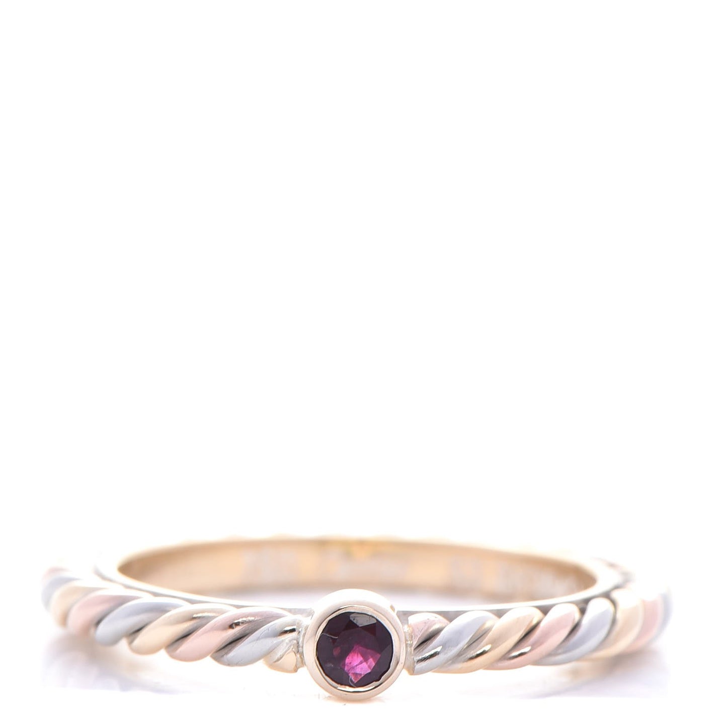 18K Pink Yellow White Gold Ruby 2mm Cable Twist Ring 53 6.25