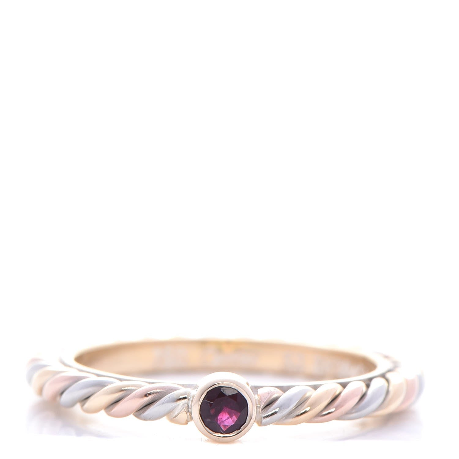 Cartier 18K Pink Yellow White Gold Ruby 2mm Cable Twist Ring 53 6.25 1 of 6