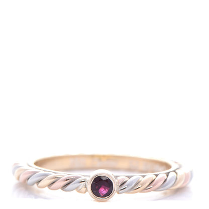 Cartier 18K Pink Yellow White Gold Ruby 2mm Cable Twist Ring 53 6.25 1 of 6